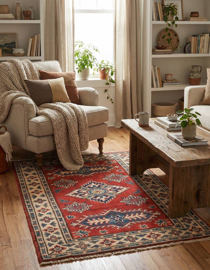 Detail image of 2' 7 x 4'  Hand Knotted Kazak Rug