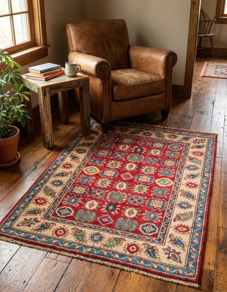 Detail image of 2' 9 x 4'  Hand Knotted Kazak Rug