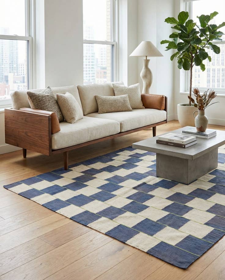 Detail image of 6' x 7' 6 Hand Woven Kilim Modern Wool Rug