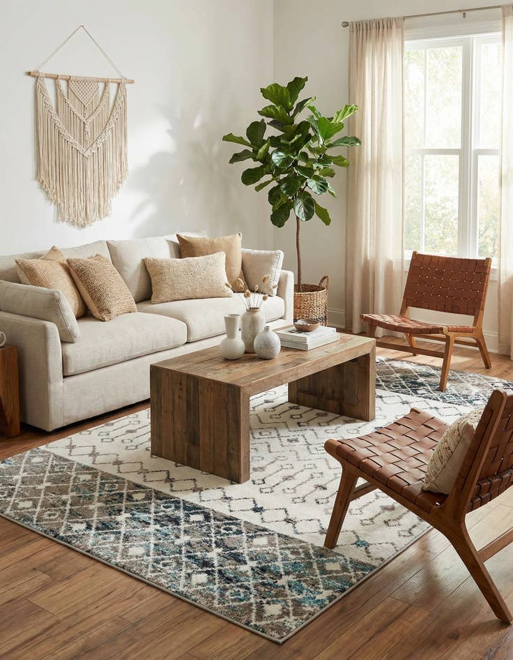 Detail image of 5' 3 x 8' Moroccan Trellis Rug