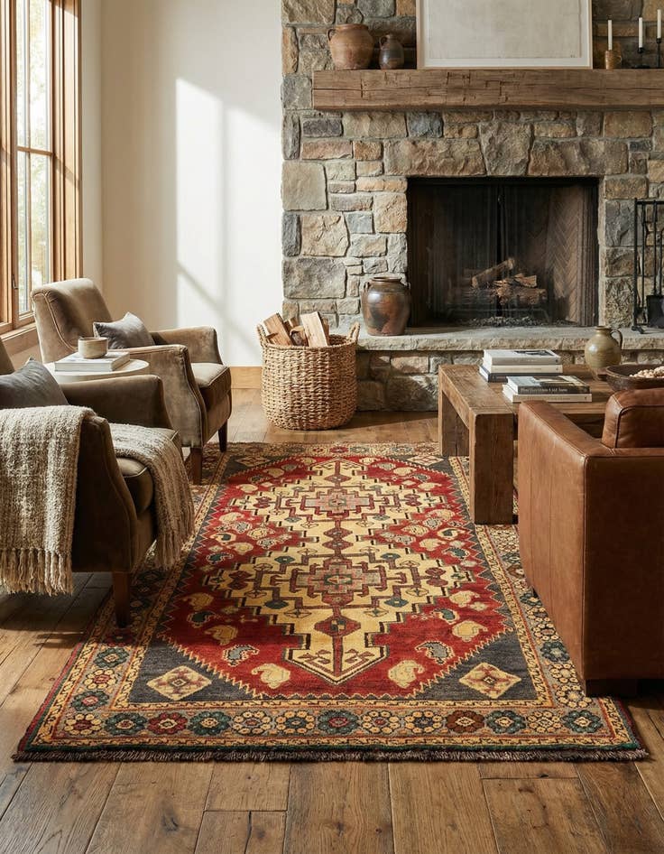 Detail image of 4' x 7' 8 Gabbeh Wool Rug