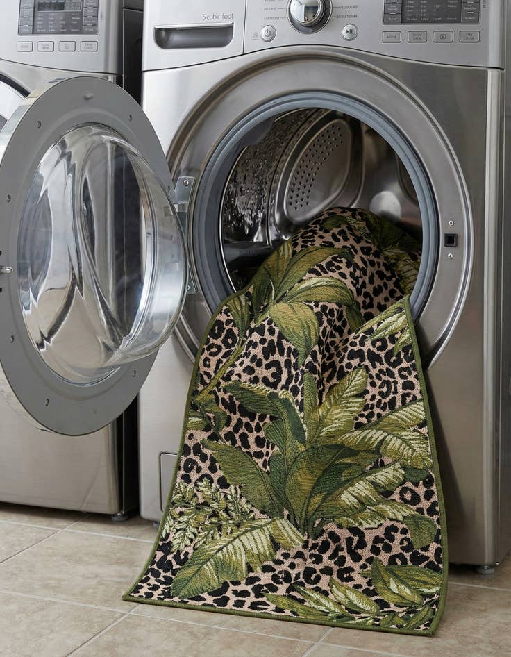 Detail image of  2' 7 x 12'  Washable Botanical Indoor / Outdoor Runner Rug