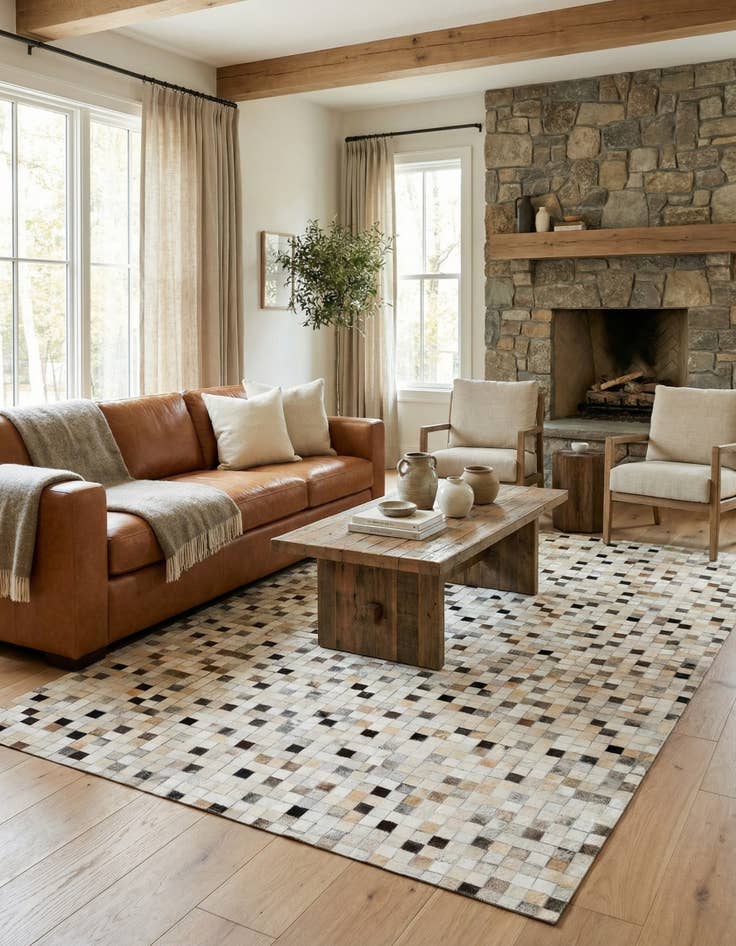 Detail image of 5' x 7' 11 Cowhide Stocks Rug