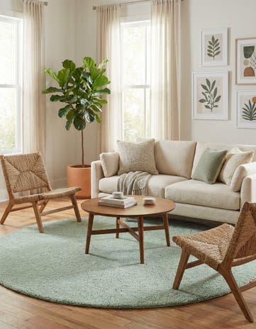 8' x 8' Solid Frieze Round Rug