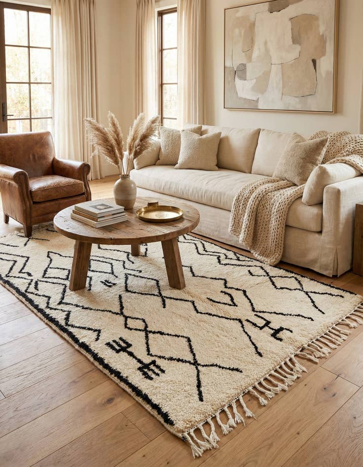 Detail image of 4' 10 x 7' 9  Hand Knotted Moroccan Wool Rug