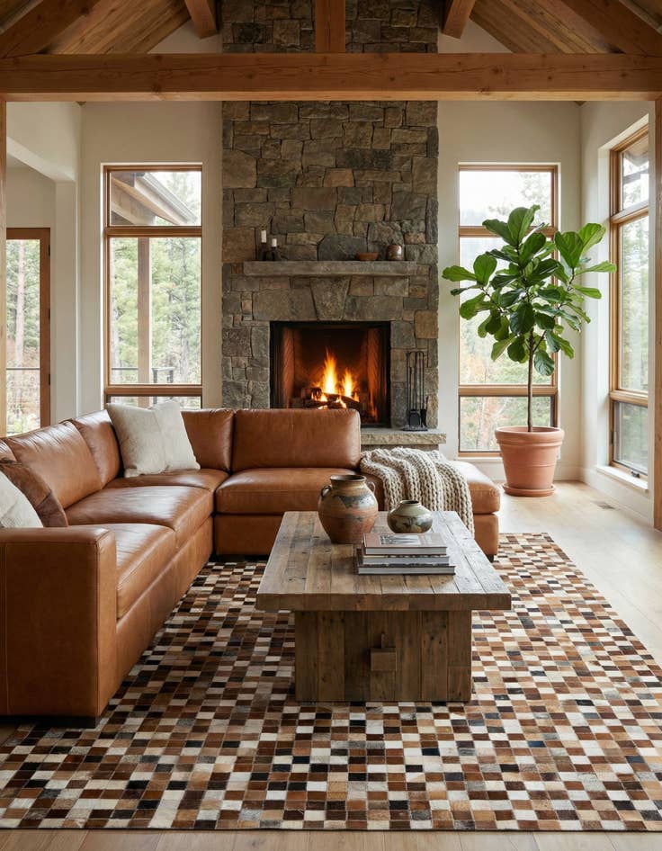 Detail image of 5' x 7' 11 Cowhide - Patchwork Rug