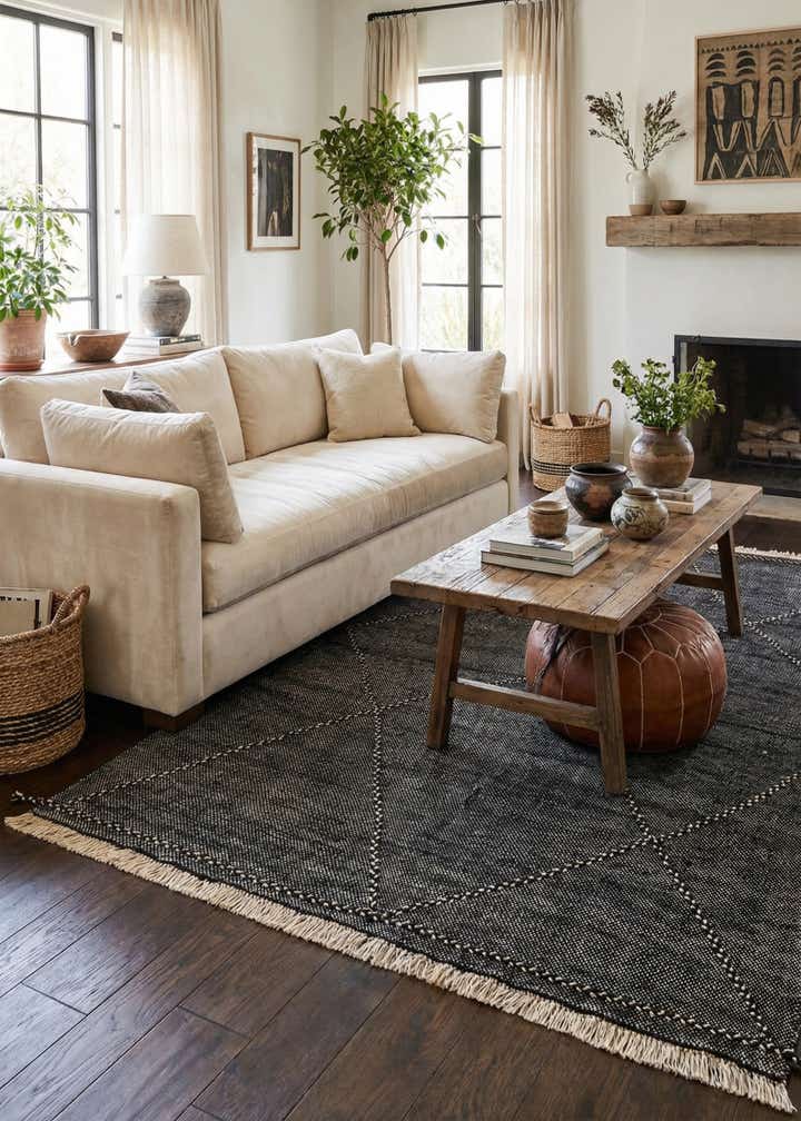 7' x 9' 8 Hand Knotted Moroccan Wool Rug