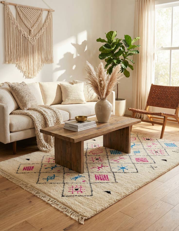 Detail image of 5' 2 x 7' 9  Hand Knotted Moroccan Wool Rug