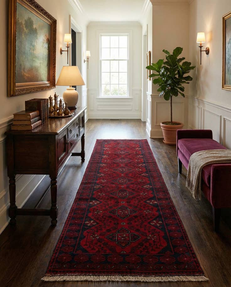 Detail image of 2' 8 x 9' 8 Hand Knotted Khal Mohammadi Wool Runner Rug