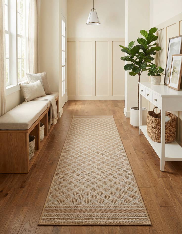 Detail image of  2' 7 x 12'  Washable Lattice Indoor / Outdoor Runner Rug