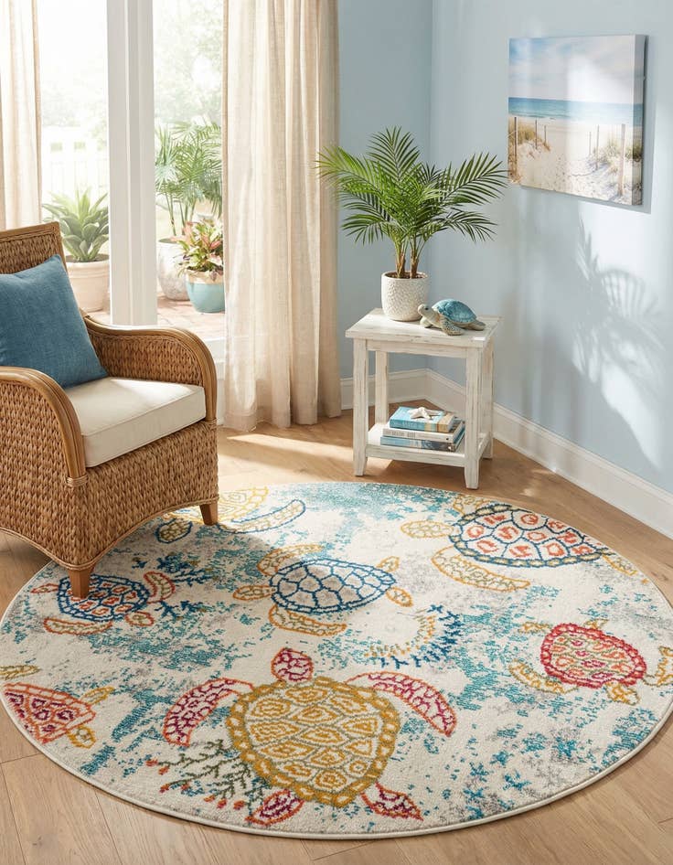 Detail image of 4' x 4'  Washable Capri Round Rug