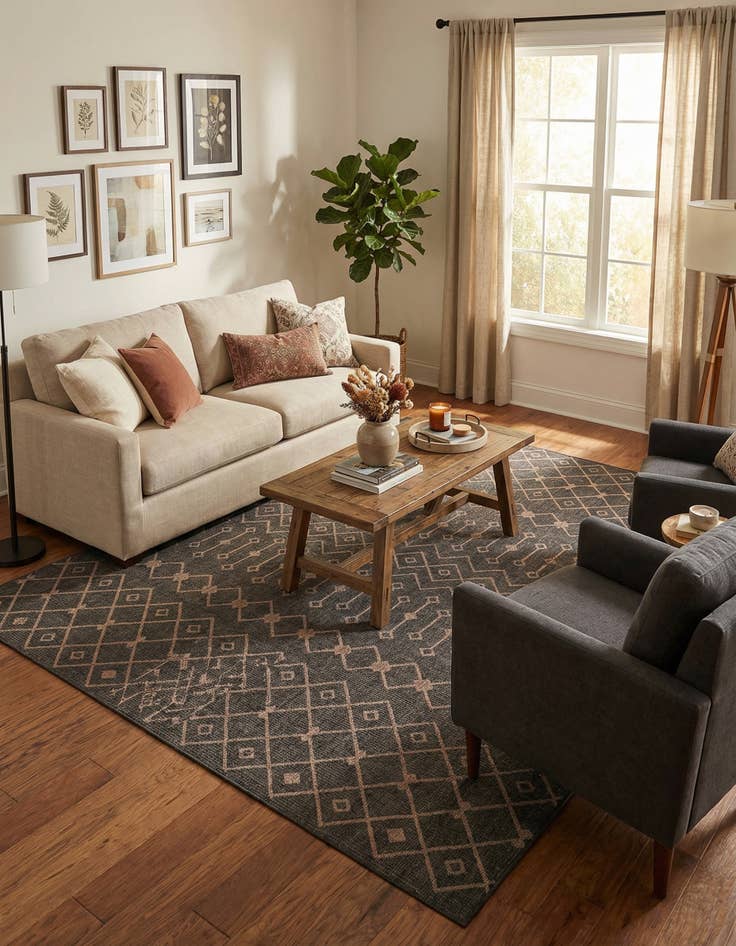 Detail image of 7' 10 x 10'  Washable Trellis Indoor / Outdoor Rug