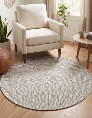 4' 1 x 4' 1 Hand Woven Geo Trellis Flatweave Round Rug
