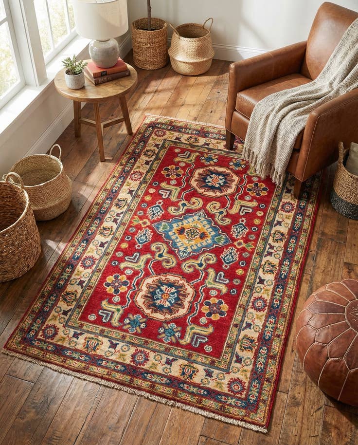 Detail image of 2' 8 x 4' 2 Hand Knotted Kazak Rug