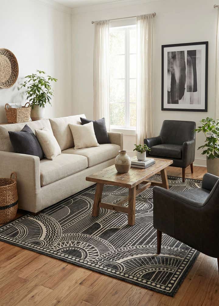 5' 3 x 8' Easy-Clean Traditional Indoor / Outdoor Rug