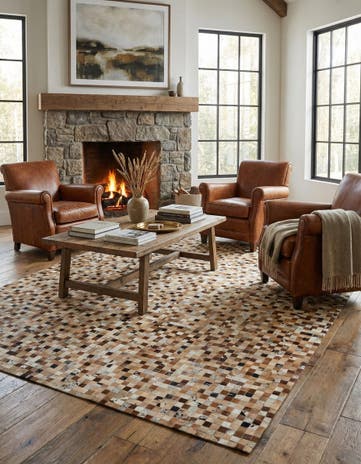 8' 1 x 10' Cowhide Leather Rug