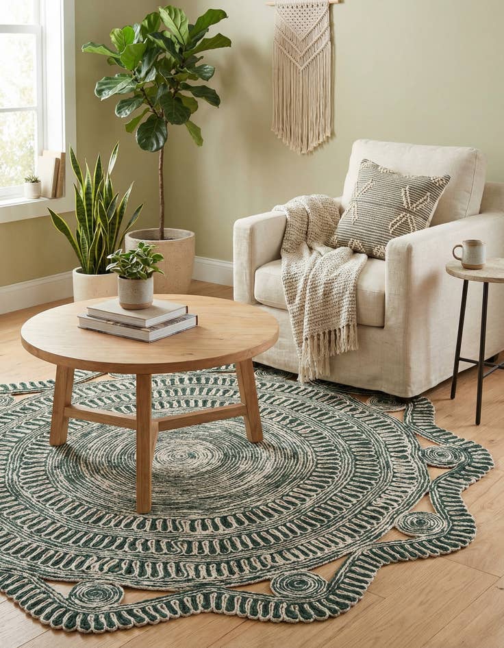 Detail image of 6' 1 x 6' 1  Hand Braided Jute Round Rug