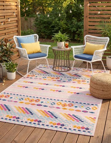 Light Pink Easy-Clean Indoor / Outdoor Rug