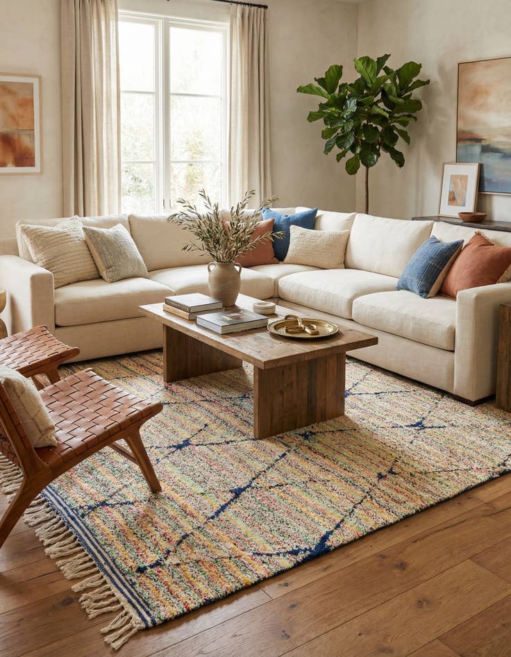 Detail image of 5' 2 x 8' Hand Knotted Moroccan Wool Rug