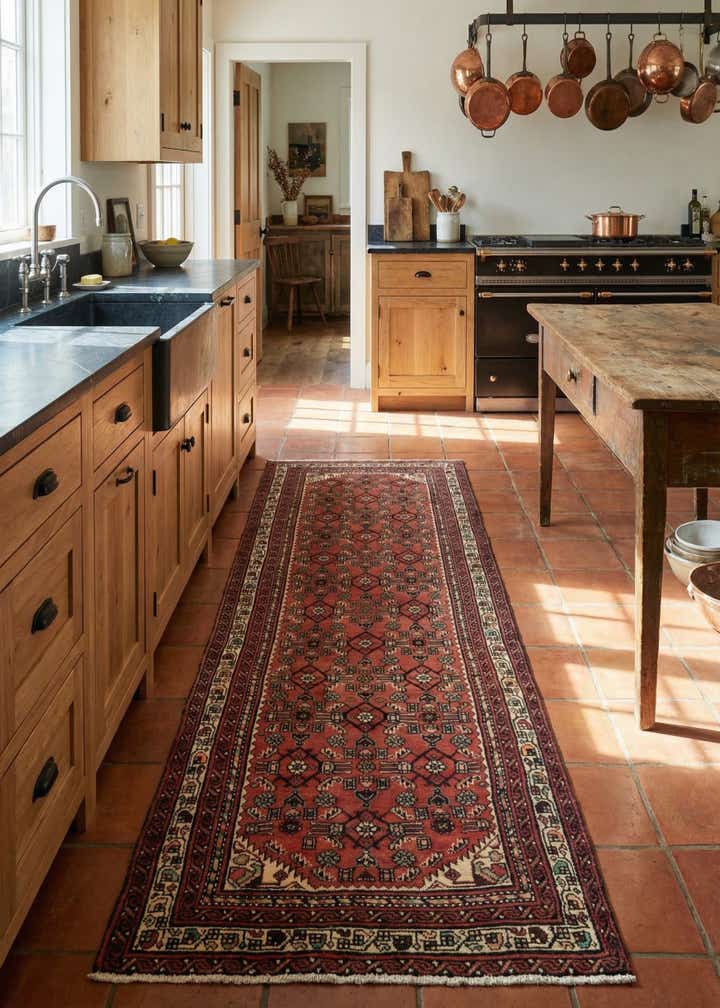 3' 9 x 10' Hand Knotted Hossainabad Persian Wool Runner Rug