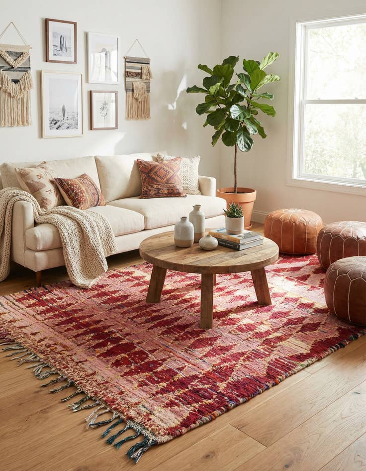 Detail image of 5' x 8' 8  Hand Knotted Moroccan Wool Rug