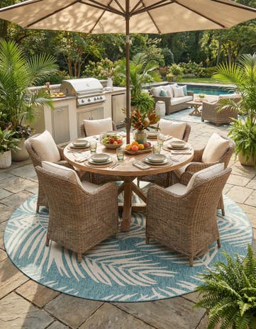 10' 8 x 10' 8 Easy-Clean Botanical Indoor / Outdoor Round Rug