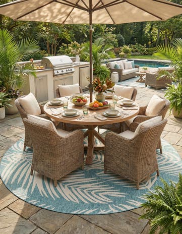 10' 8 x 10' 8 Easy-Clean Botanical Indoor / Outdoor Round Rug