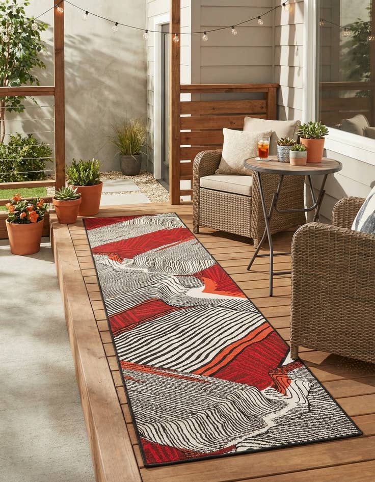 Detail image of 2' 7 x 10'  Washable Modern Indoor / Outdoor Runner Rug
