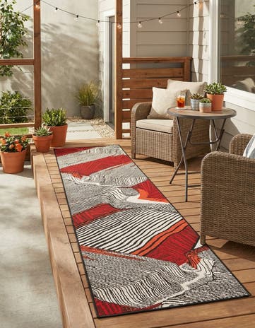 2' 7 x 10' Easy-Clean Modern Indoor / Outdoor Runner Rug