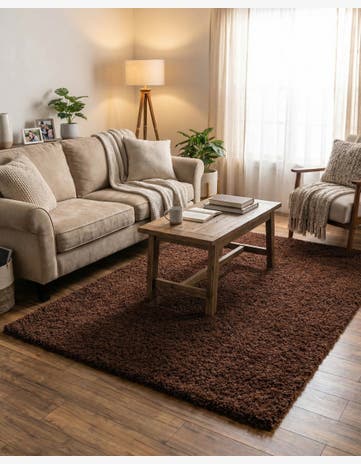 Chocolate Brown Solid Shag Rug