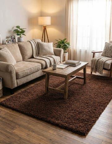 Chocolate Brown Solid Shag Rug