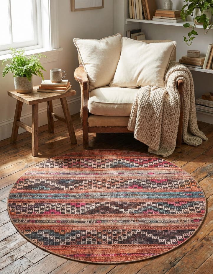 3' 6 x 3' 6 Washable Timeless Round Rug