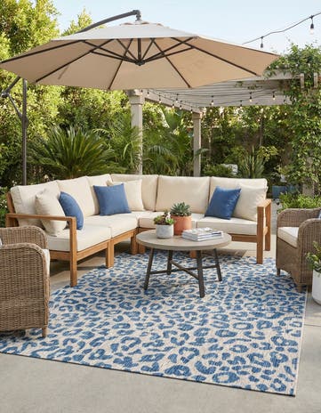 Blue Easy-Clean Safari Indoor / Outdoor Rug