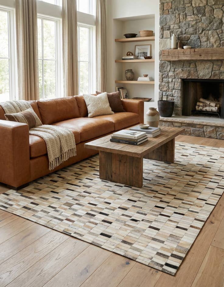 Detail image of  5' 2 x 7' 11 Cowhide - Patchwork Rug