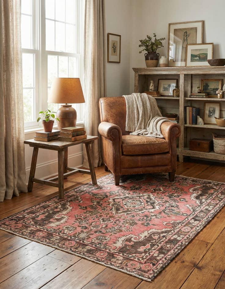 Detail image of  3' 5 x 4' 9  Hand Knotted Ultra Vintage Persian Wool Rug