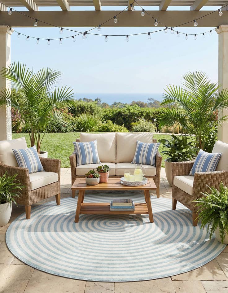 Detail image of 10' x 10'  Washable Sabrina Soto Indoor / Outdoor Round Rug