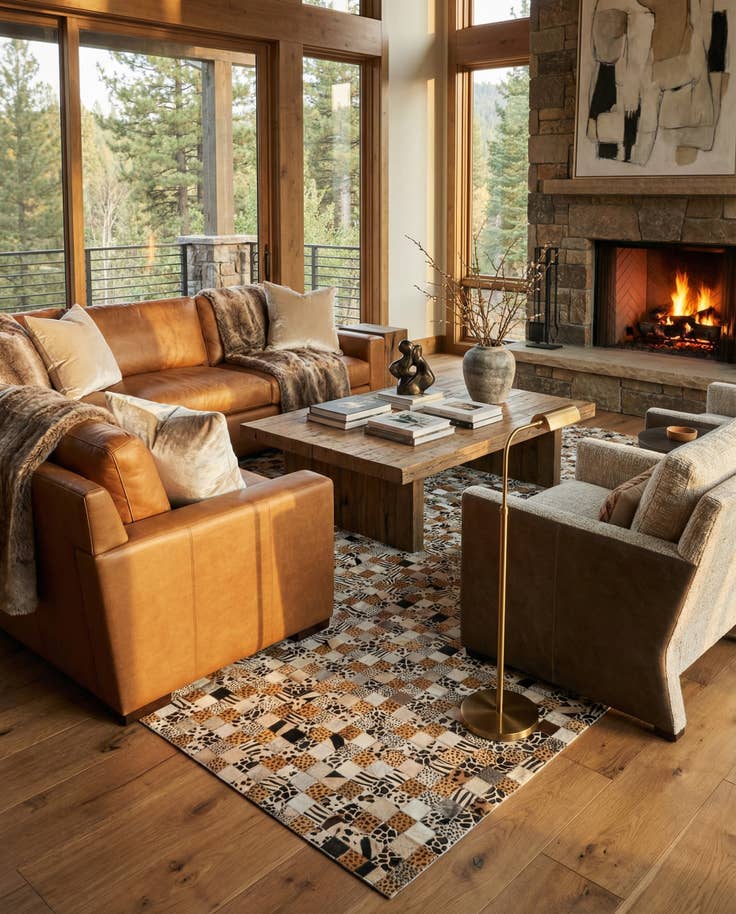 Detail image of 8' x 10' Cowhide Leather Rug