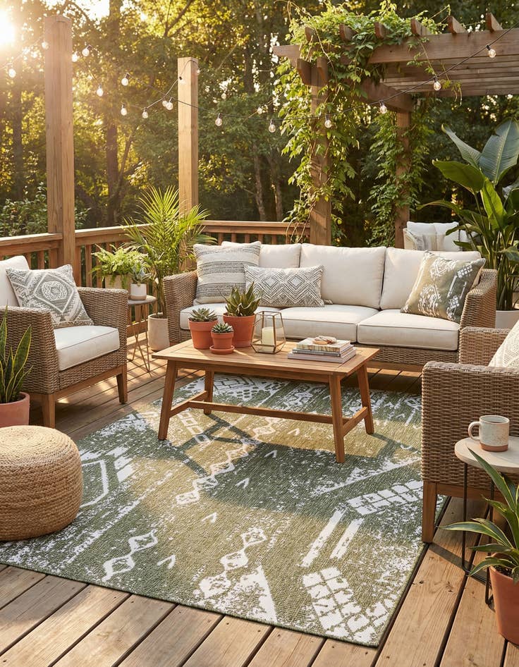 Detail image of  6' x 9'  Washable Bohemian Indoor / Outdoor Rug