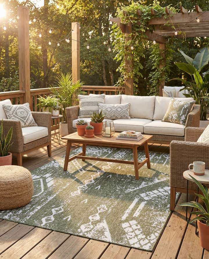 6' x 9' Easy-Clean Bohemian Indoor / Outdoor Rug