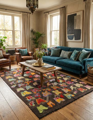 5' 4 x 7' 10 Hand Woven Kilim Suzani Wool Rug