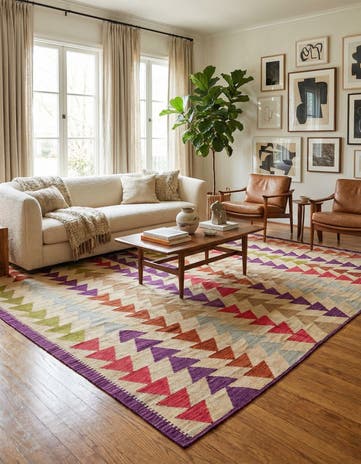 6' 8 x 9' 8 Hand Woven Kilim Modern Wool Rug