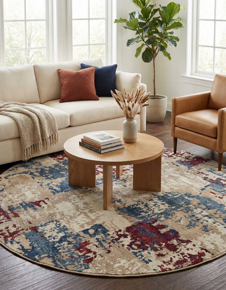 Detail image of 7' 10 x 7' 10  Washable Haerfest Round Rug