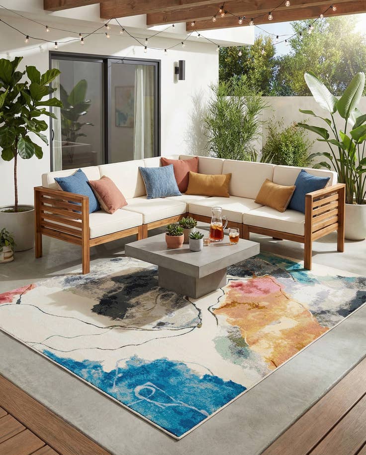 Detail image of 7' 10 x 10' Easy-Clean Modern Indoor / Outdoor Rug