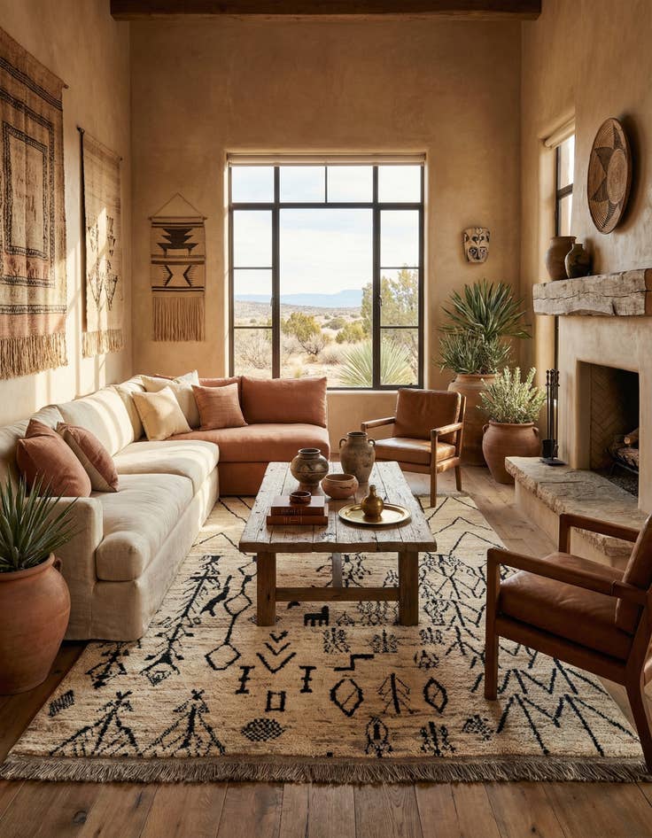 Detail image of 6' 9 x 9' 7 Hand Knotted Moroccan Wool Rug