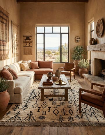 6' 9 x 9' 7 Hand Knotted Moroccan Wool Rug