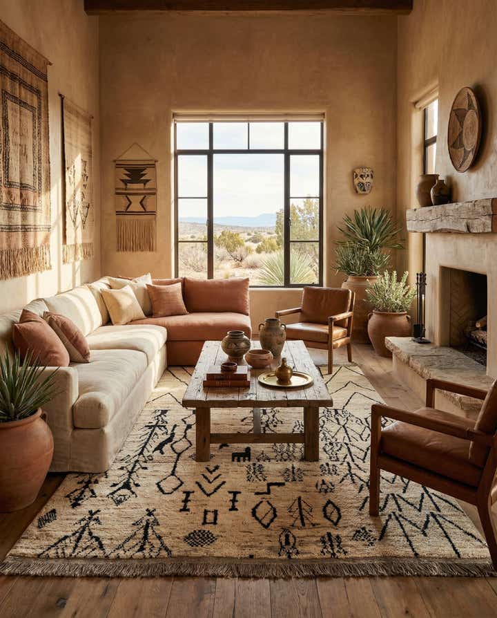 6' 9 x 9' 7 Hand Knotted Moroccan Wool Rug