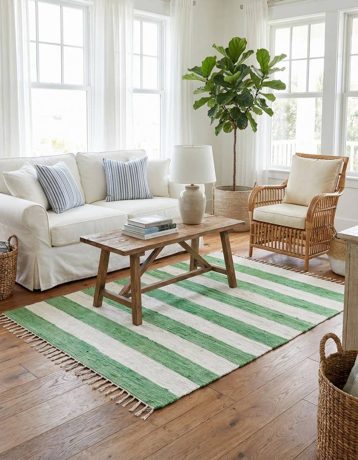 Detail image of  5' 1 x 8'  Hand Woven Chindi Rag Rug