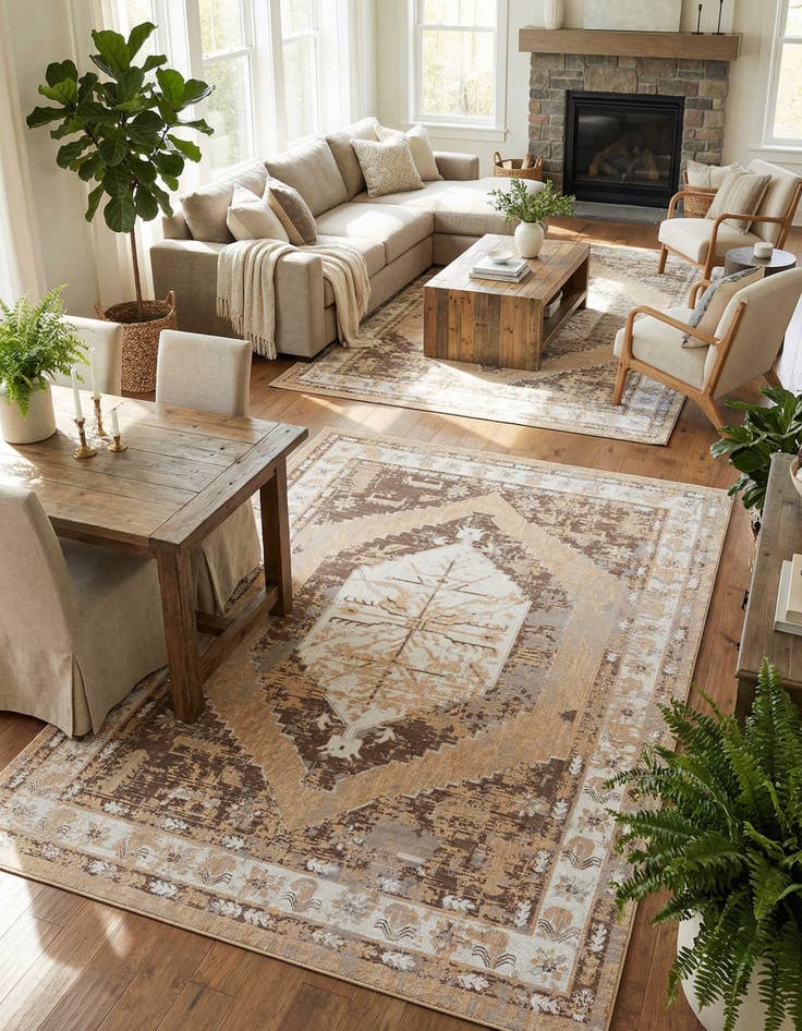Detail image of 10' x 14'  Washable Traditional Indoor / Outdoor Rug