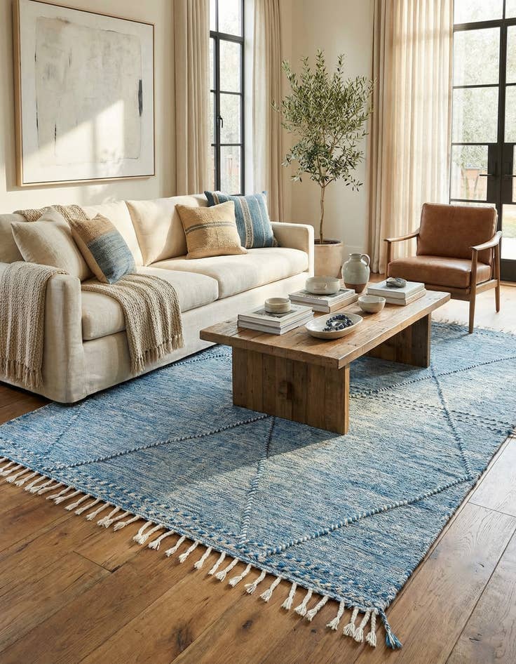 Detail image of 6' 8 x 9' 9  Hand Knotted Moroccan Wool Rug