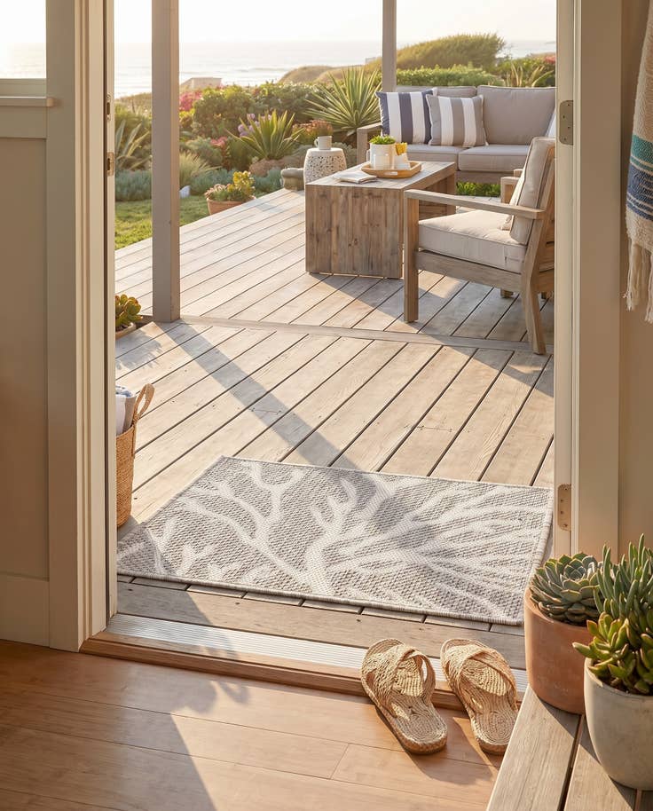 Detail image of 2' x 4' Easy-Clean Coastal Indoor / Outdoor Runner Rug